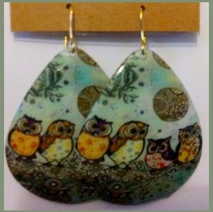 Whimsical Owl Print Teardrop Earrings